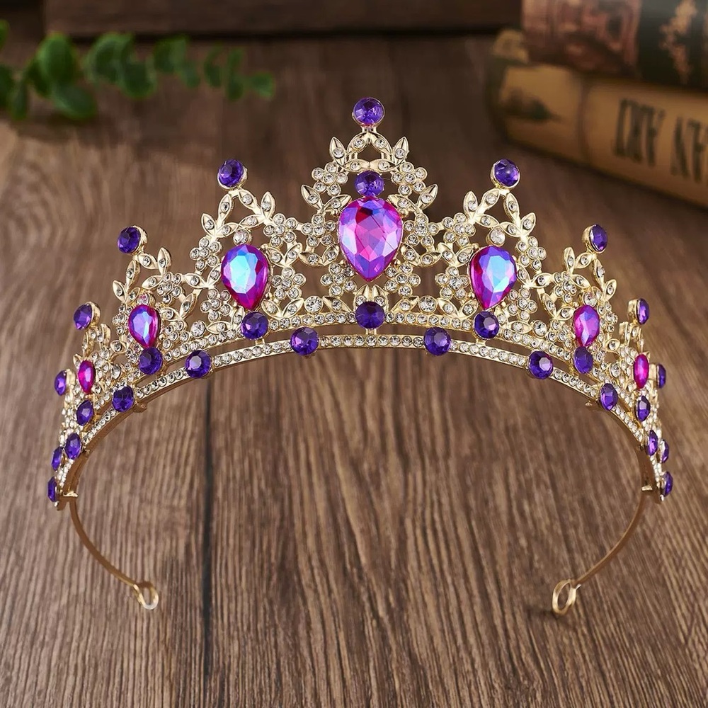 Elegant Gold and Purple Tiara